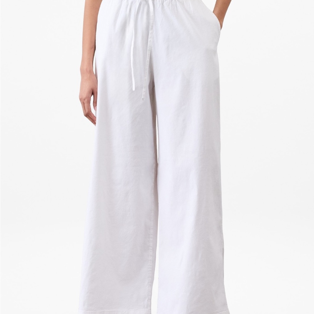 ATHLETA Elegant White PERFORMANCE LINEN Wide-Leg Pants